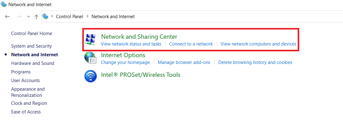 Network and Sharing Center