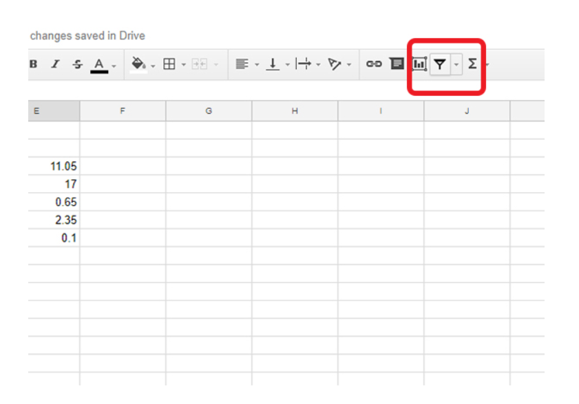 Google Sheets - Filter Icon