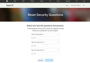 forgot itunes security question answer