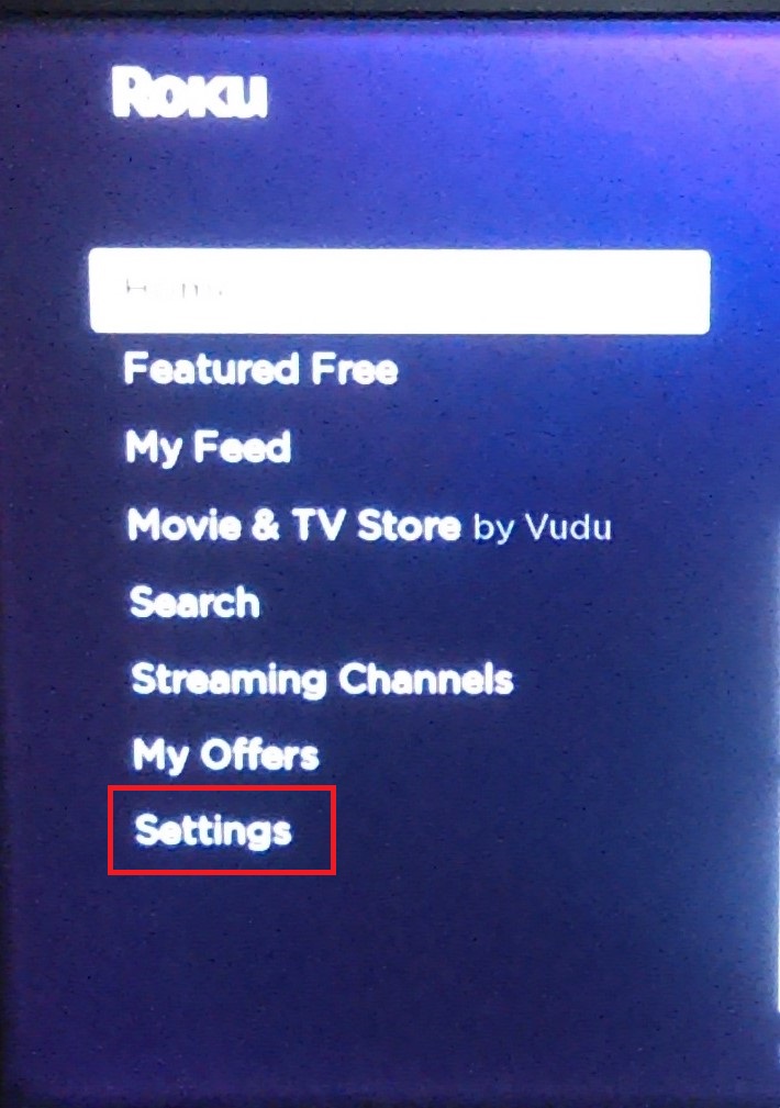 Roku Main Menu