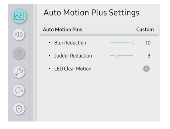 Samsung TV - Auto Motion Plus Settings - Custom