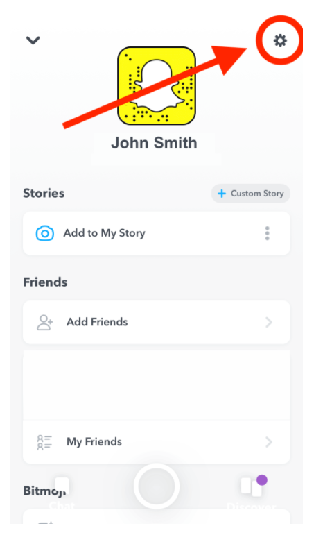 Snapchat app - Profile page