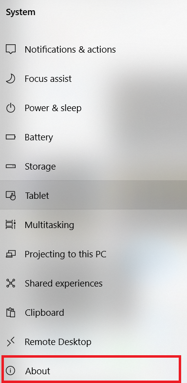Windows Systems Side Menu