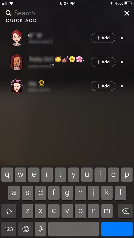 what does added you from search mean snapchat