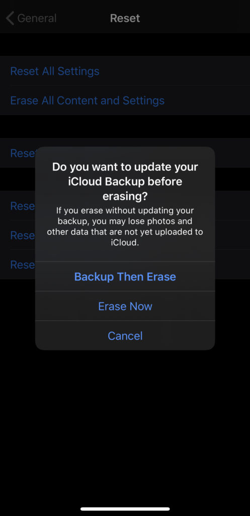 what does reset encrypted data mean icloud