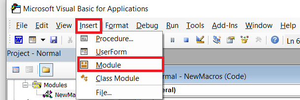 Microsoft Word - Macro Module Window