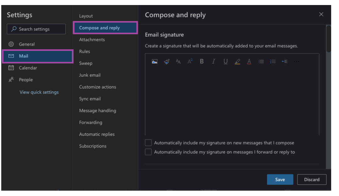 Outlook Email - Browser - Email Signature