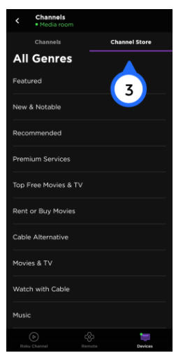 Roku App Channels page