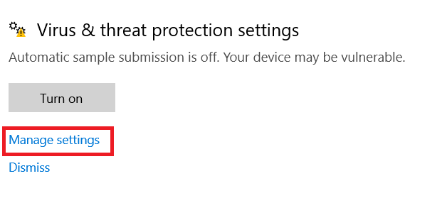 Windows Defender settings 2
