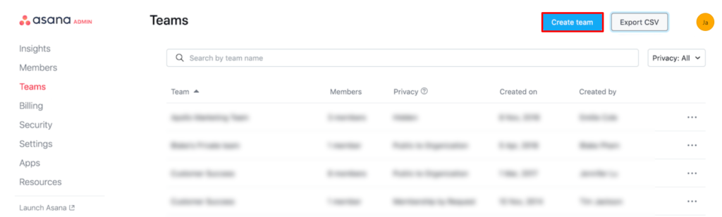 Asana – How to Create a Team