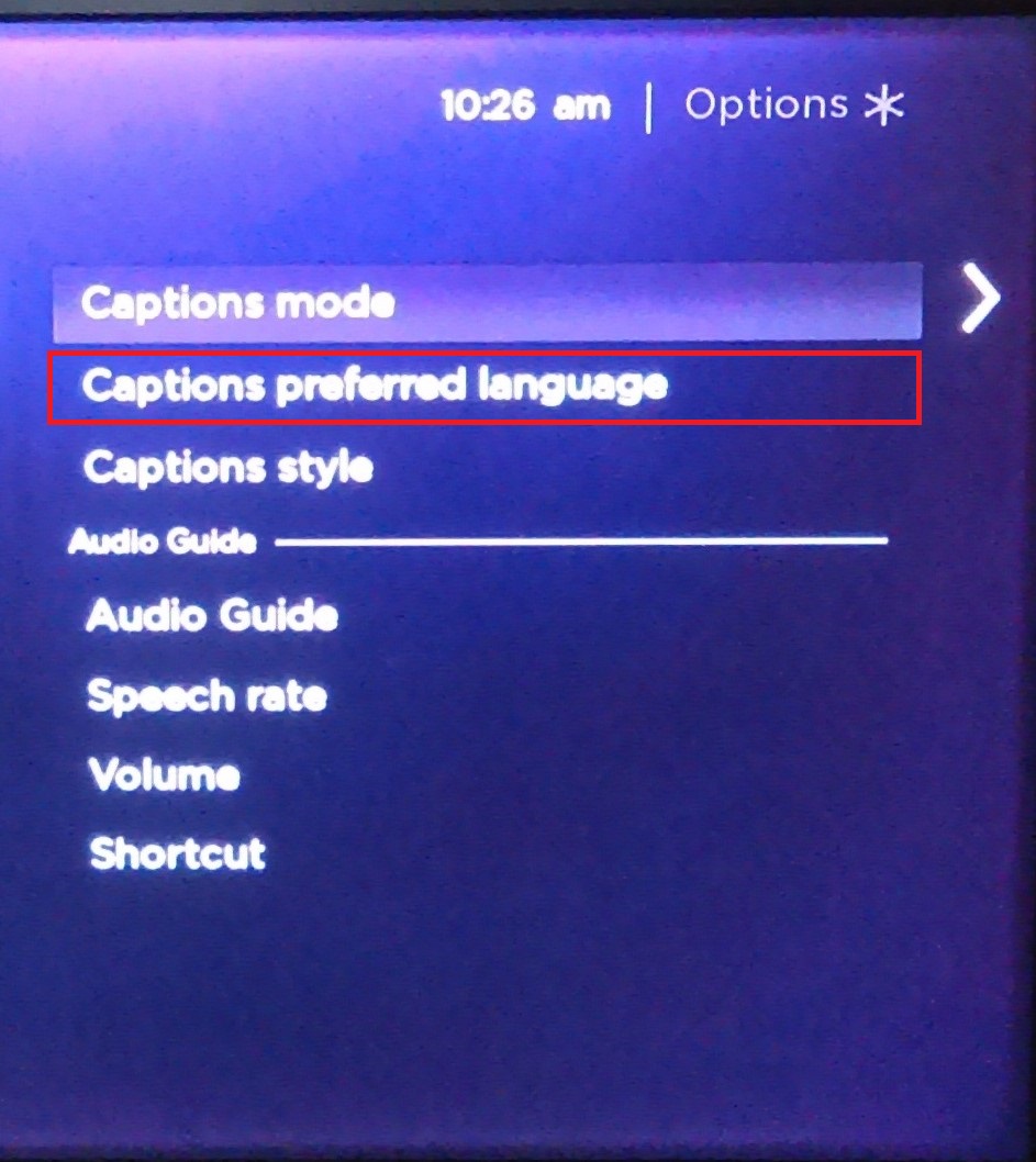 Roku language settings