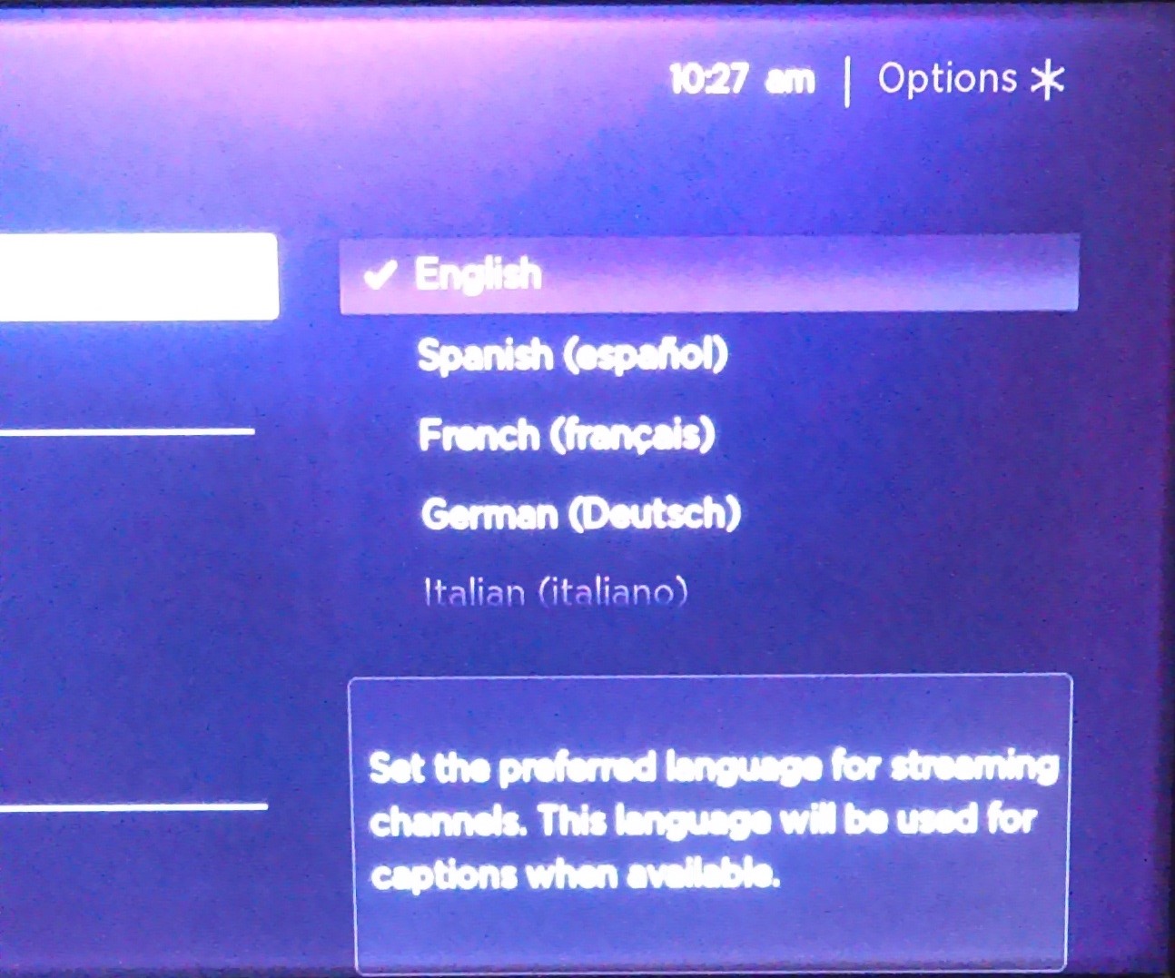 Roku languages