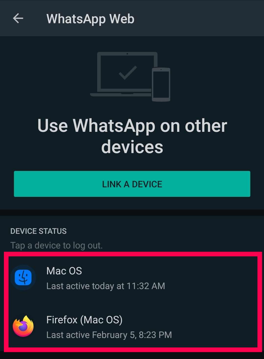 how to log off whatsapp