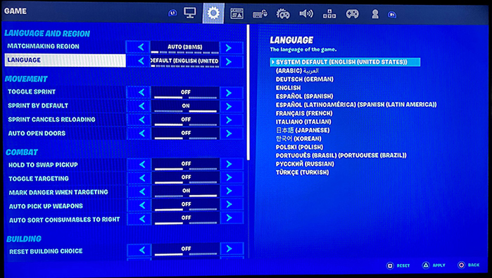 How To Change The Language In Fortnite