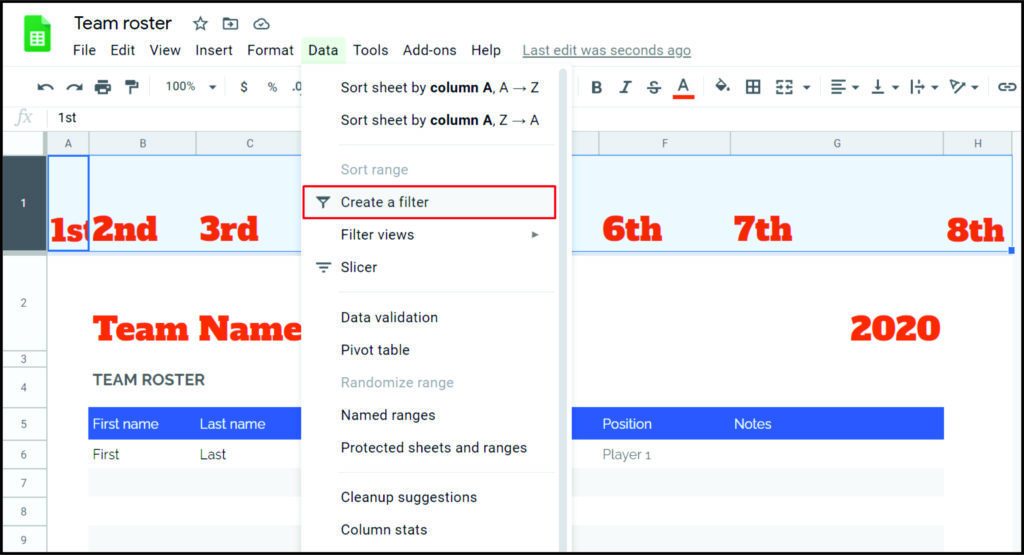 How to Name Columns in Google Sheets