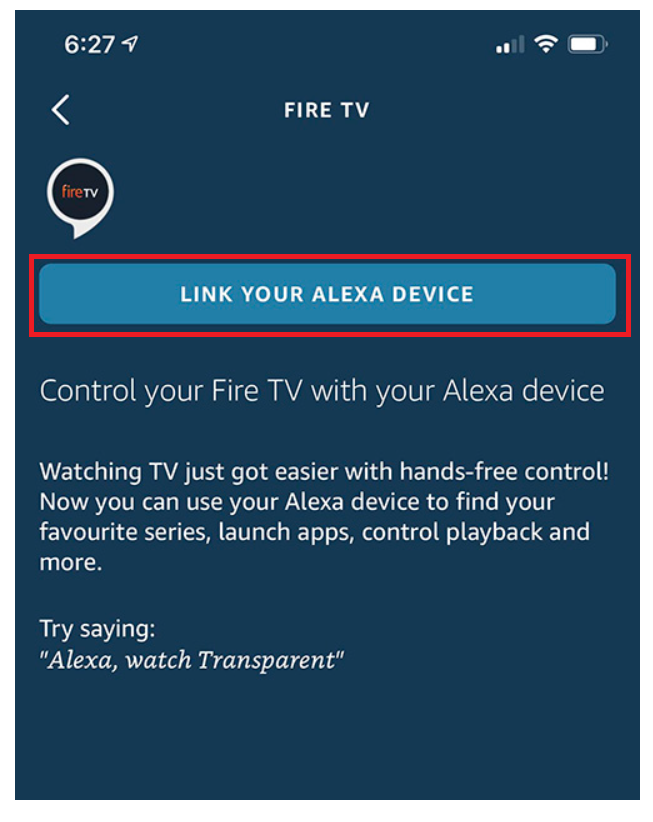 Amazon Alexa Settings - Fire TV - Link Device