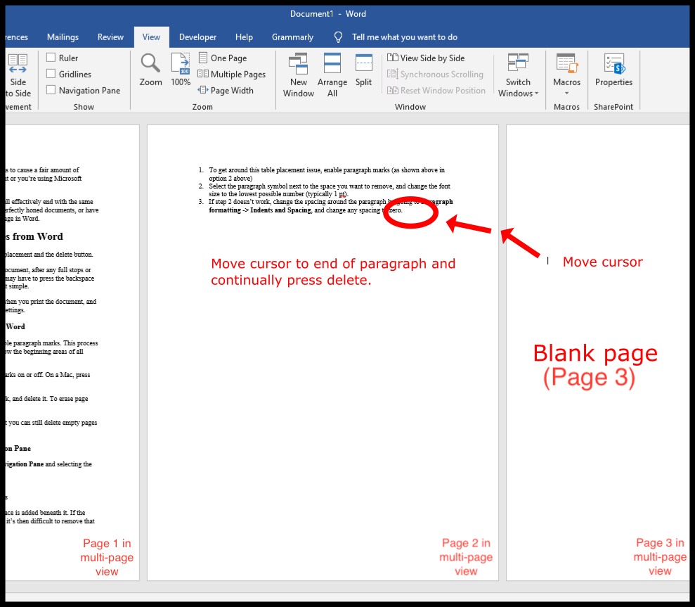 delete page in word 2016 document
