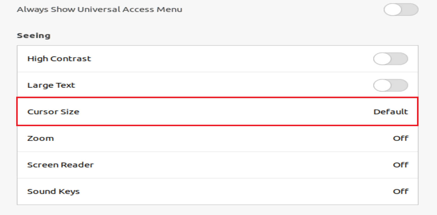 Ubuntu Cursor Settings