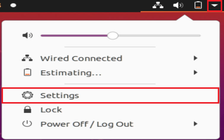 Ubuntu Settings Menu