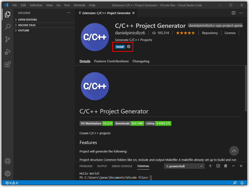 VS Code How to Create a New Project