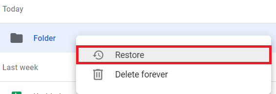 Google Drive Trash Folder