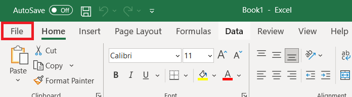 Excel File tab