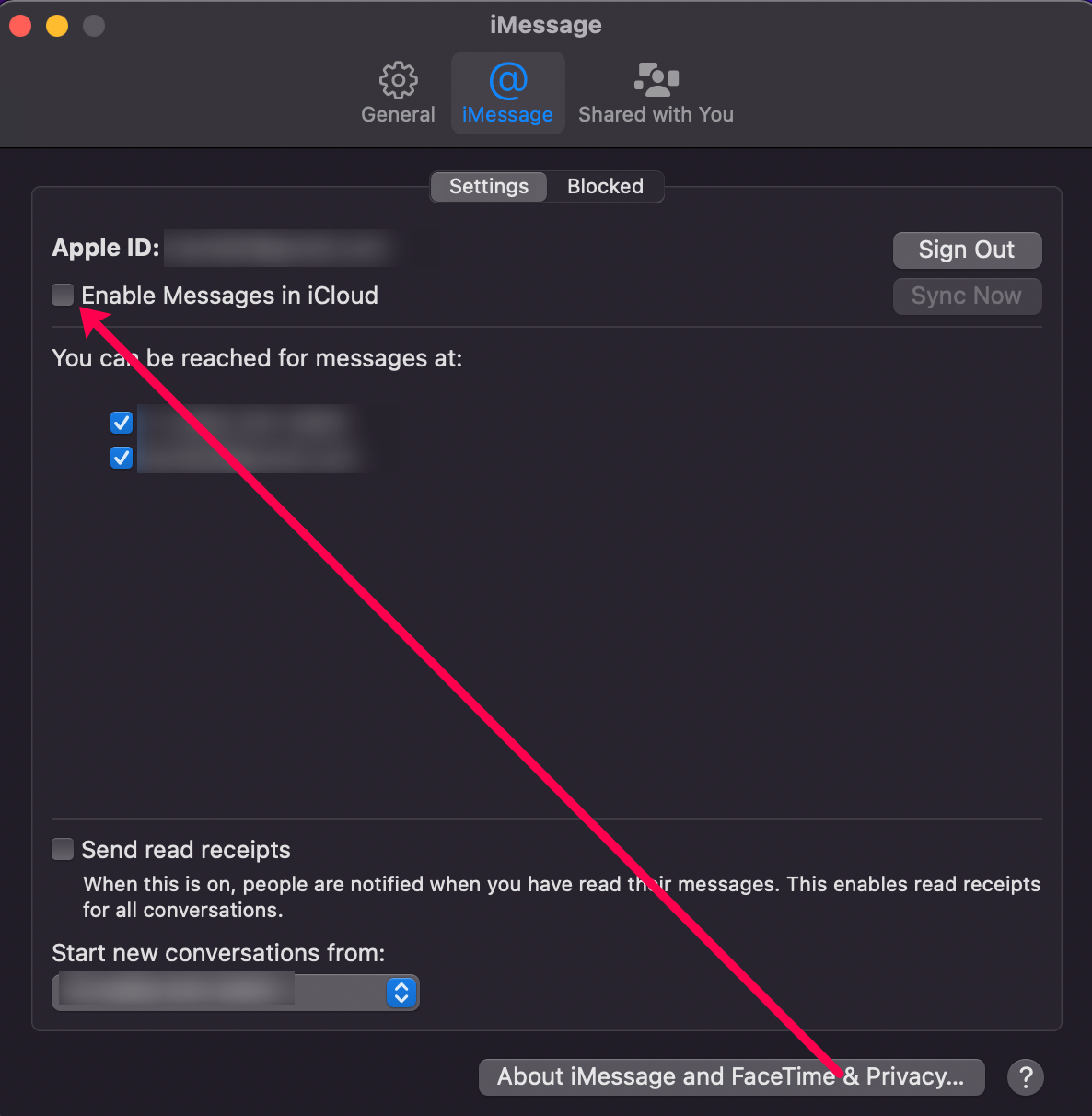 how to sign out of messages on mac