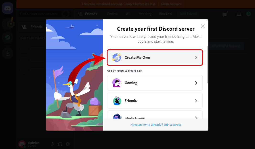 How to create Discord server and invite friends