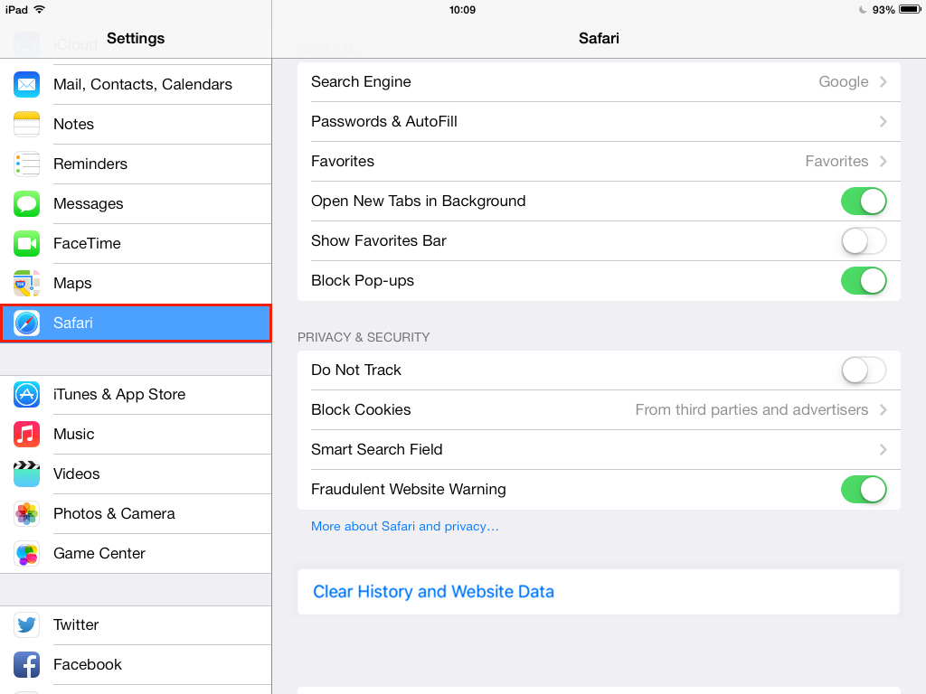Clear Cookies and Cache in Safari