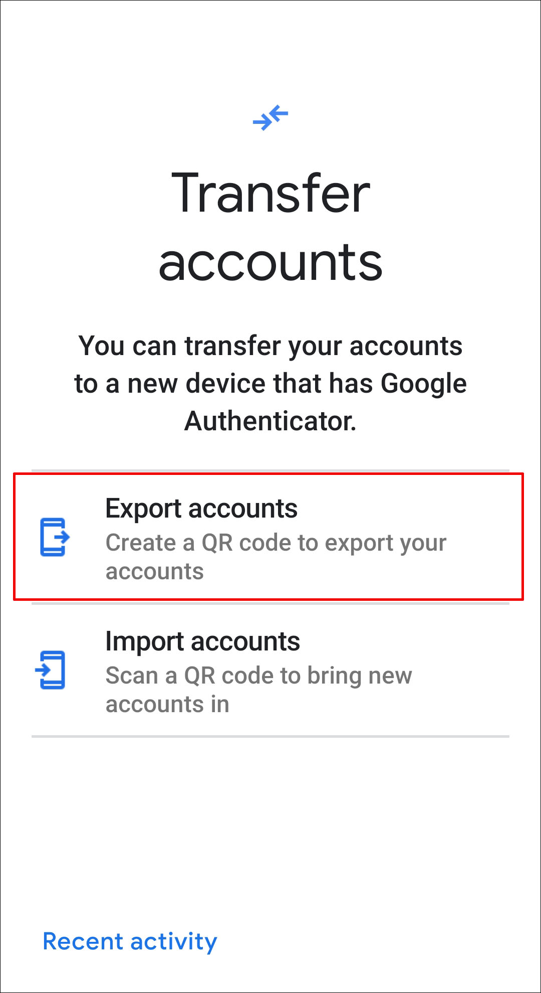 to transfer google authenticator codes