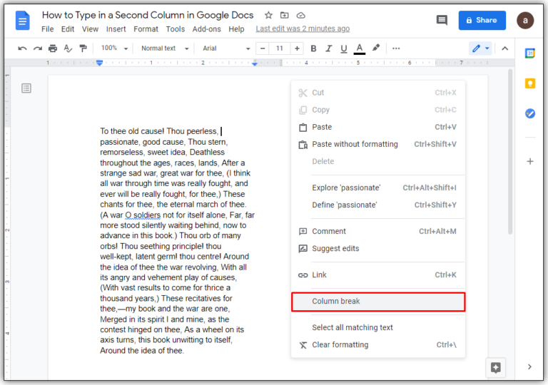 How to Make Two Columns in Google Docs