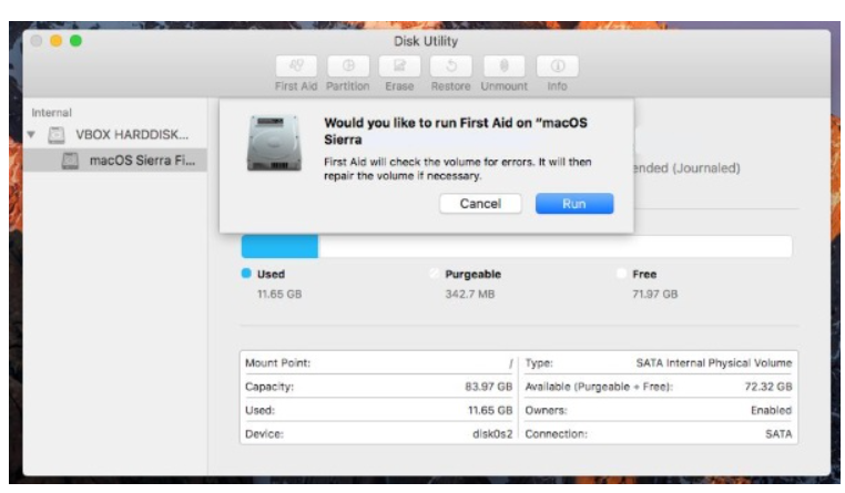 Disk Utility - First Aid