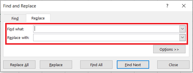 Find and Replace window 2