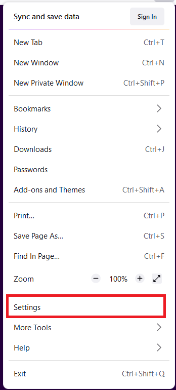 Firefox Application Menu