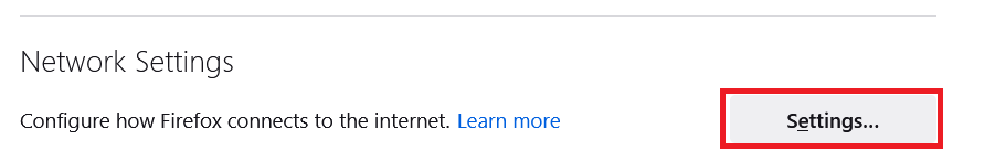 Firefox Network Settings button