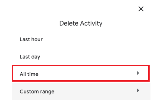 Google Account - Delete Activity