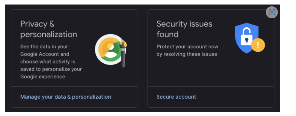 Google Account Homepage