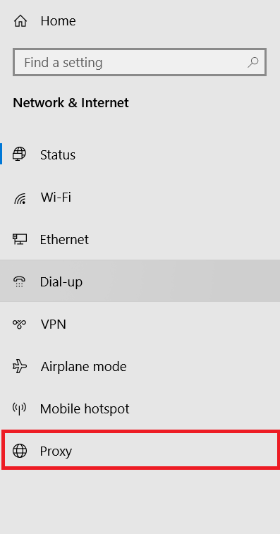 Network & Internet side menu