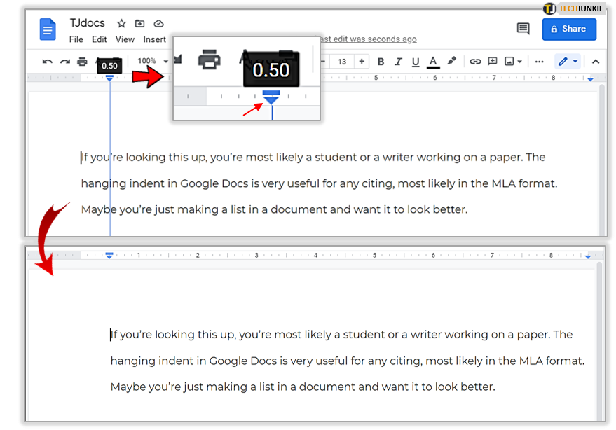 how to do a hanging indent in pages