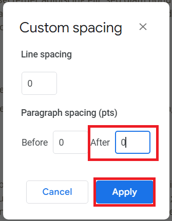 Google Custom Spacing Menu
