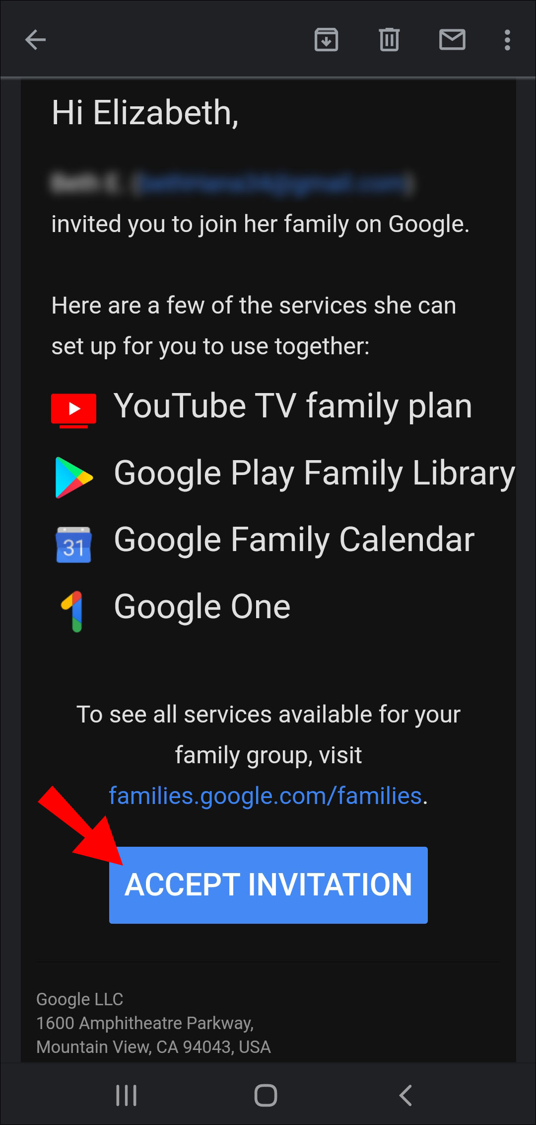 how to add to family library on google play