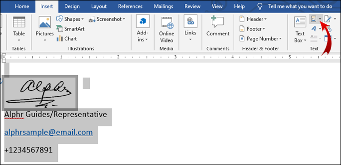 create a digital signature in word