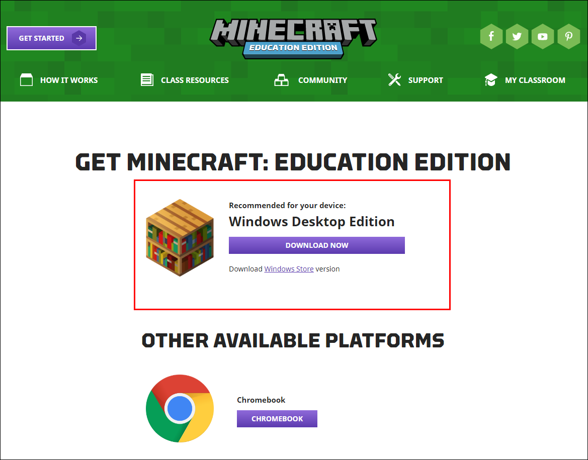 Minecraft Education for Chromebook