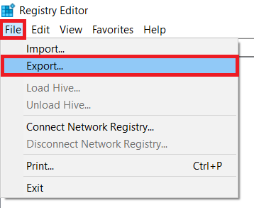 Registry Editor - Top Menu