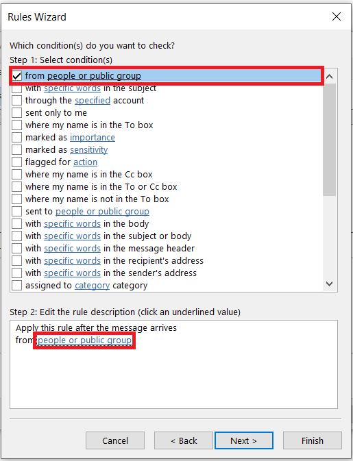 Outlook Rule Wizard 2
