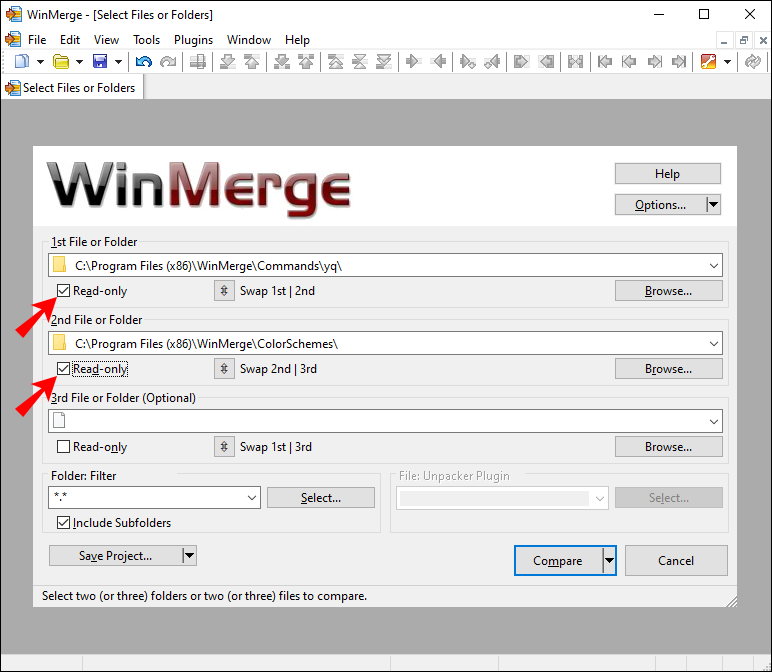 WINMERGE. Notepad compare