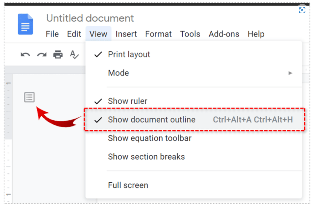 How To Add An Outline In Google Docs