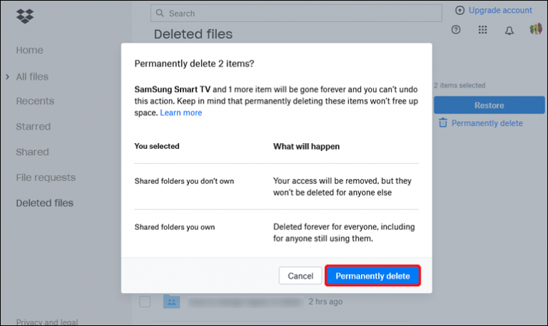 How to Delete a Folder in Dropbox