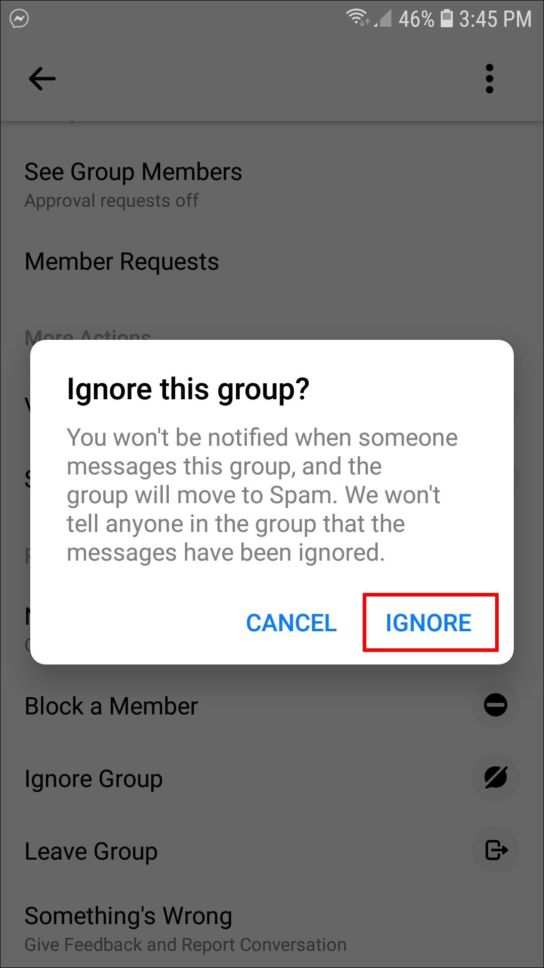 Go back group chat messenger