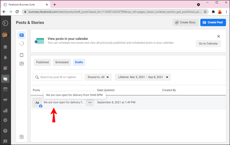 How To Find Facebook Drafts